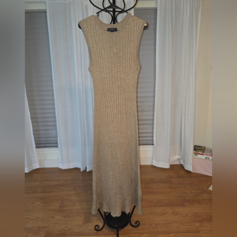Banana Republic Sleeveless Ribbed Maxi Dress in Tan